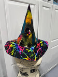 Tropical Birds and Neon Lightning Witch or Wizards Hat