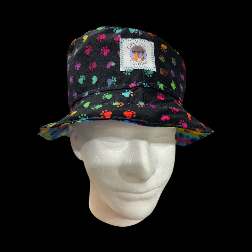 Tie Dye Paw Print Bucket Hat
